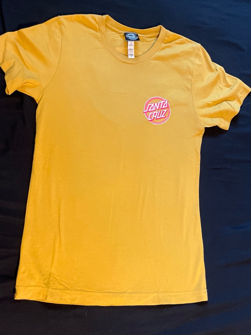 Santa Cruz Skateboards Yellow T‑Shirt with Pink Logo